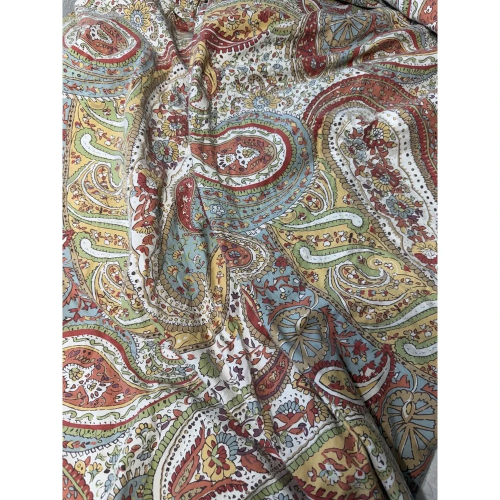 Pottery Barn Paisley Duvet Cover Multi Color Boho Bedding Terracotta Sage Blue